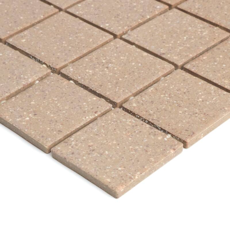 Porcelain 2x2-inch Mosaic Tile in Elemental Tan Speckle - 12x24
