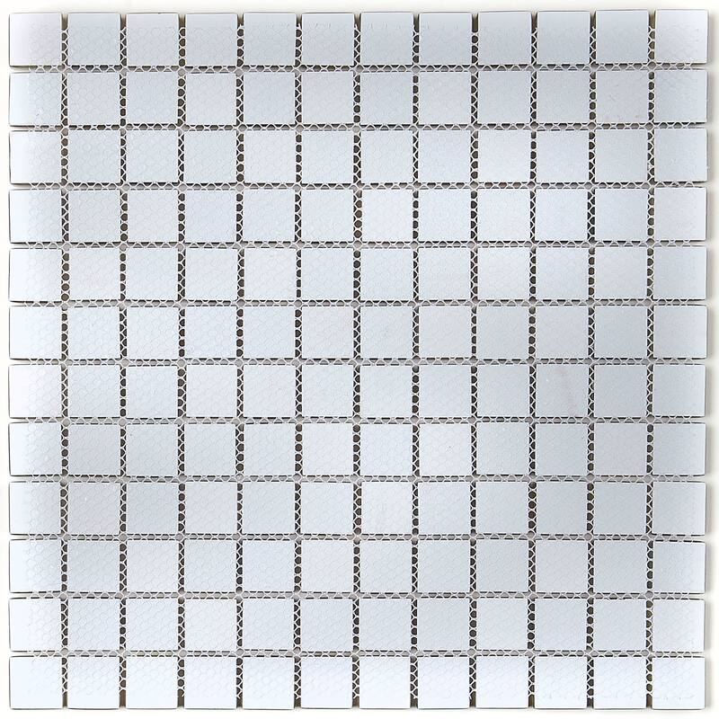 Glass Accent 1x1-inch Mosaic Blend in Classic Willow Water - 12x12