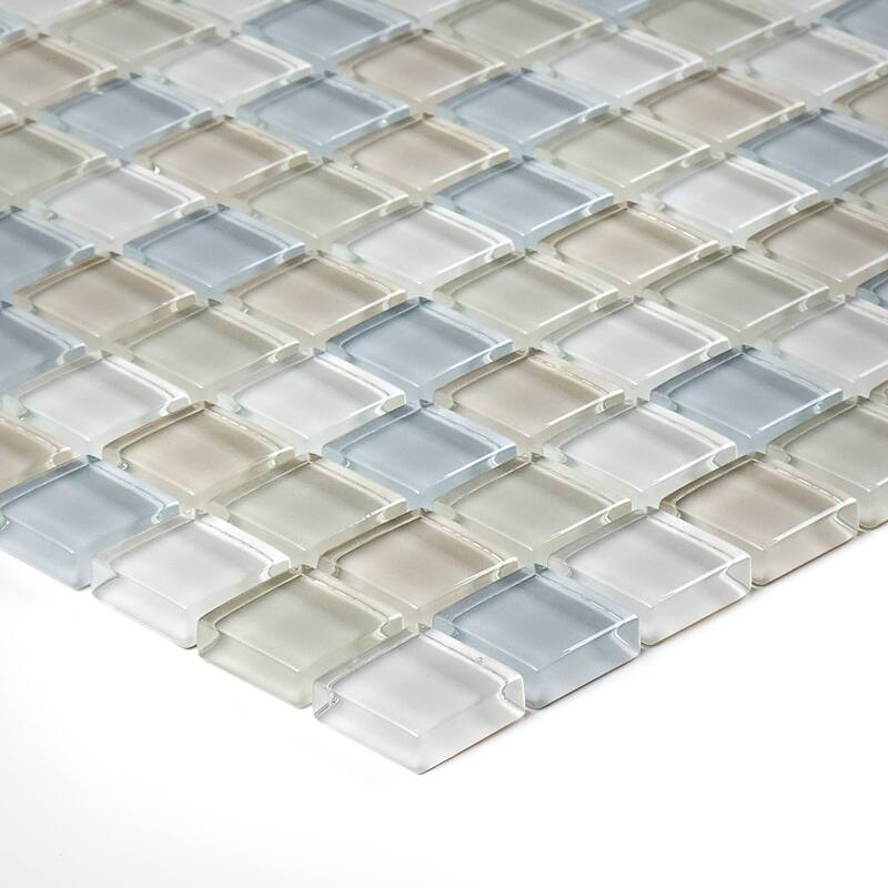 Glass Accent 1x1-inch Mosaic Blend in Classic Willow Water - 12x12