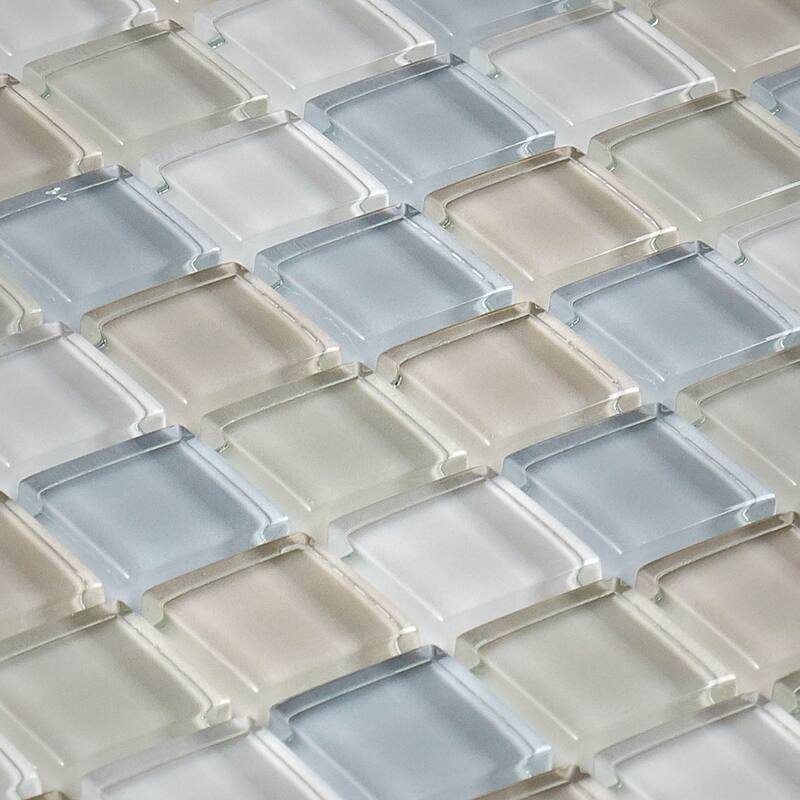 Glass Accent 1x1-inch Mosaic Blend in Classic Willow Water - 12x12