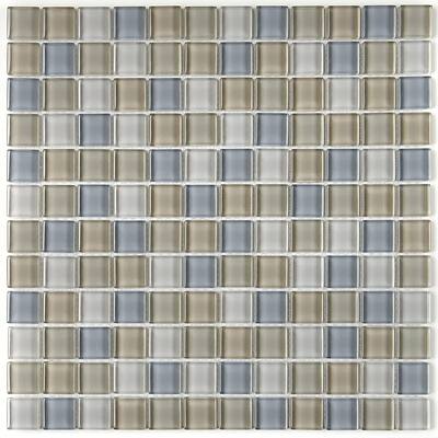 Glass Accent 1x1-inch Mosaic Blend in Classic Willow Water - 12x12