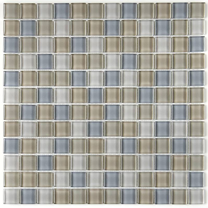 Glass Accent 1x1-inch Mosaic Blend in Classic Willow Water - 12x12