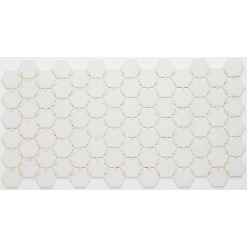 Porcelain 2-inch Hexagon Mosaic Tile in Arctic White - 12x24