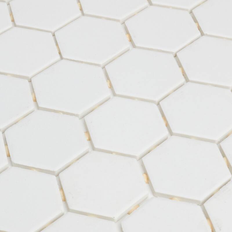 Porcelain 2-inch Hexagon Mosaic Tile in Arctic White - 12x24