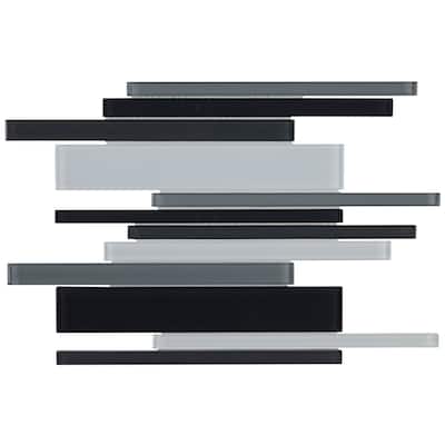 Glass Mosaic 12x18-inch Random Interlocking Accent in Classic Evening Mixer - 12x18