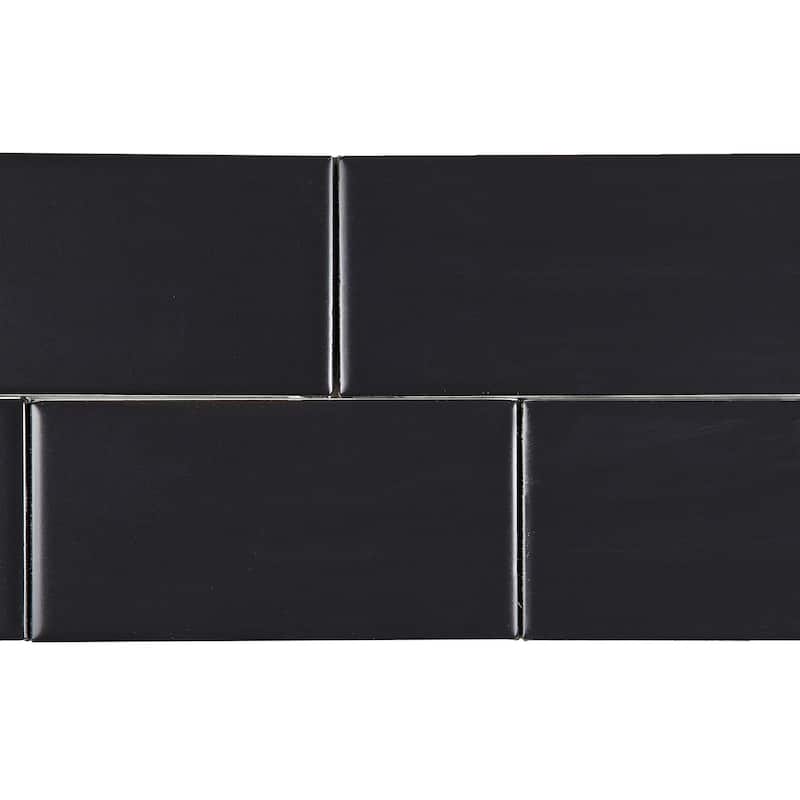 Classic Ceramic 3x6-inch Wall Tile in Matte Black - 3x6