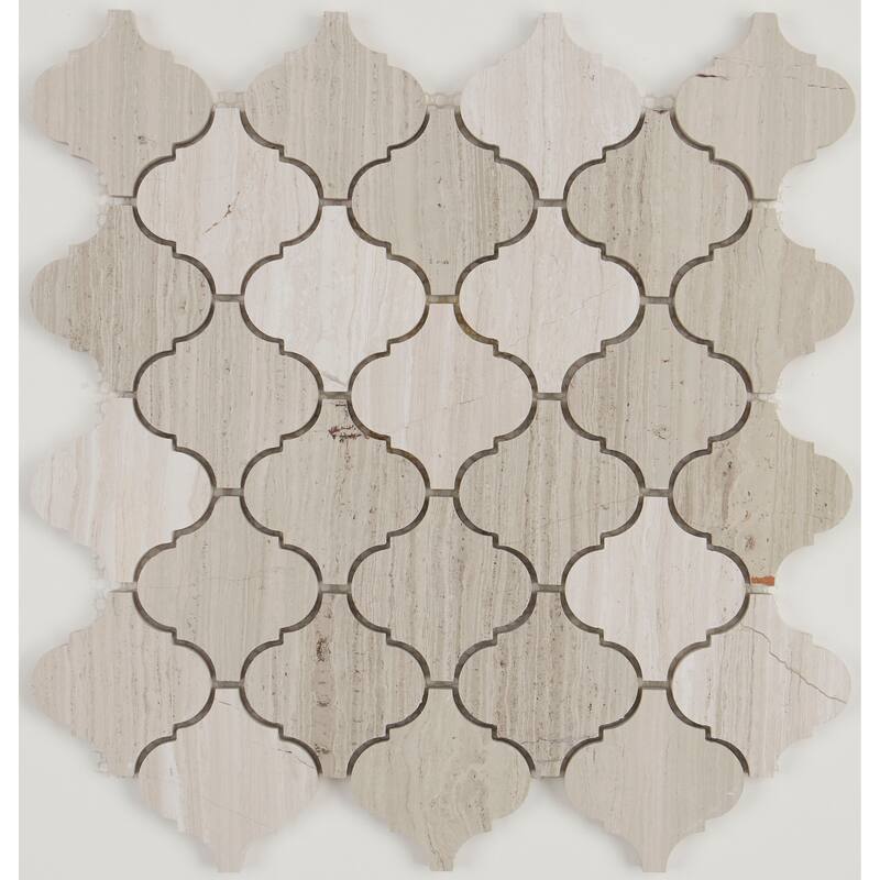 Limestone Polished Baroque Mosaic in Chenille White - 13x13