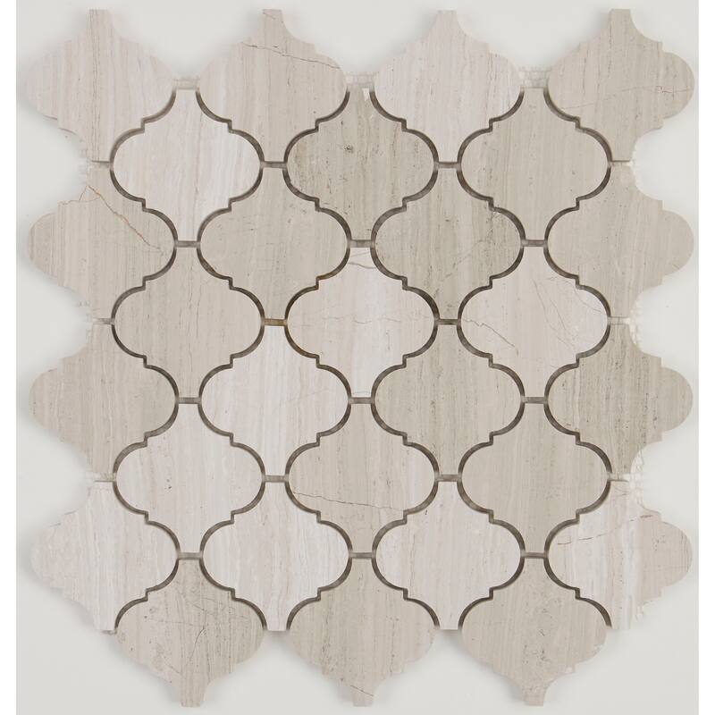 Limestone Polished Baroque Mosaic in Chenille White - 13x13