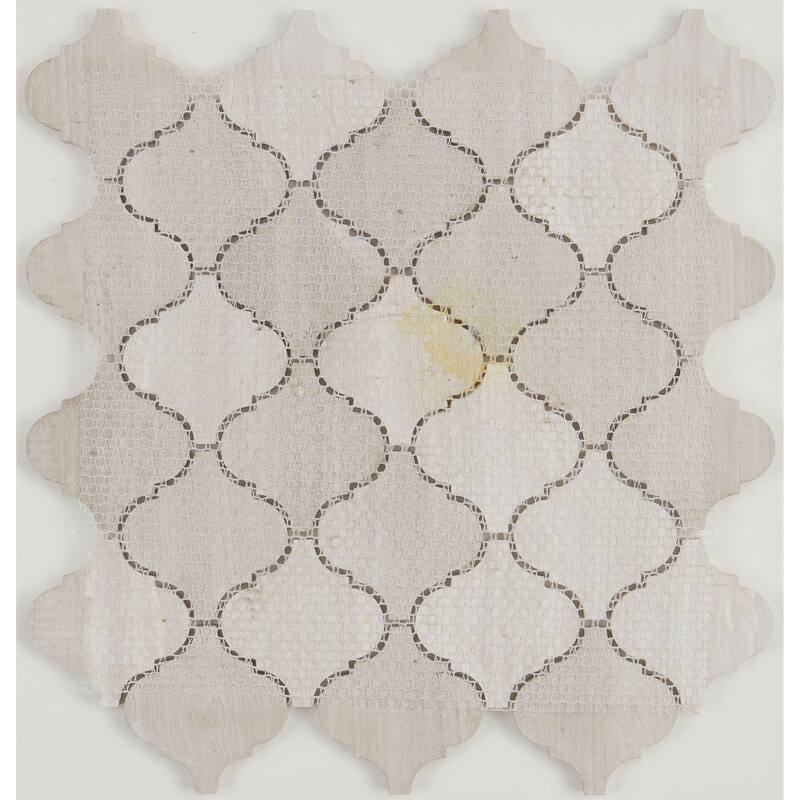 Limestone Polished Baroque Mosaic in Chenille White - 13x13