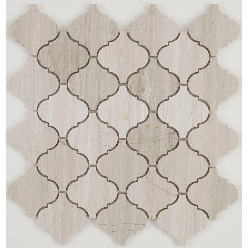 Limestone Polished Baroque Mosaic in Chenille White - 13x13