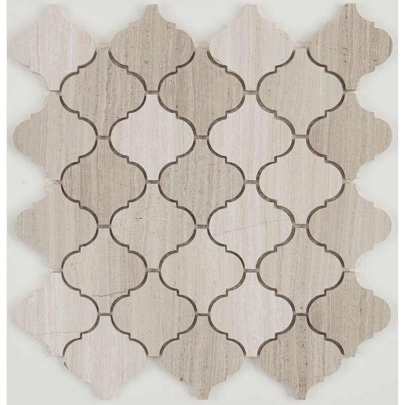 Limestone Polished Baroque Mosaic in Chenille White - 13x13
