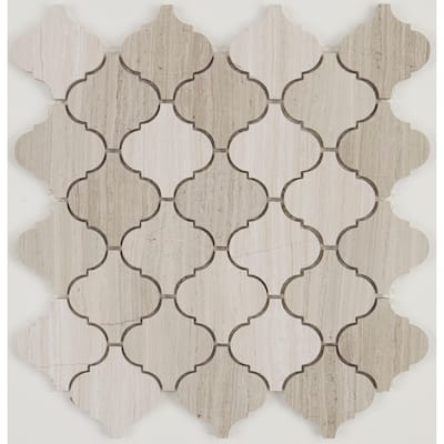Limestone Polished Baroque Mosaic in Chenille White - 13x13