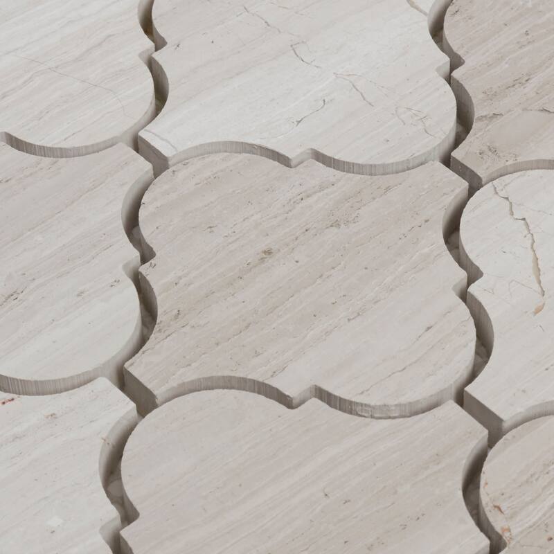 Limestone Polished Baroque Mosaic in Chenille White - 13x13