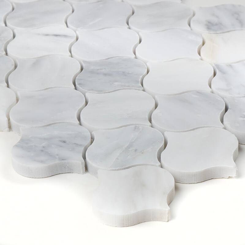 Marble Mosaic 21/2x21/2-inch Polished Lantern Tile in First Snow Elegance - 13x13