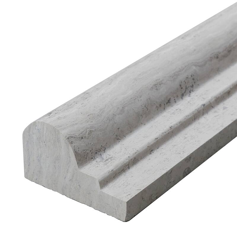 Limestone 2x12-inch Honed Vein Cut Chair Rail in Chenille White - 2x12