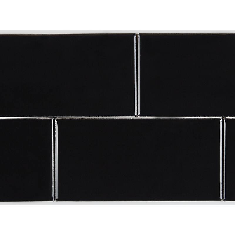 Classic Ceramic 3x6-inch Wall Tile in Black - 3x6