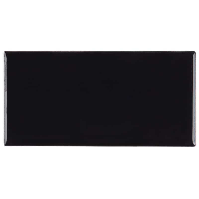 Classic Ceramic 3x6-inch Wall Tile in Black - 3x6