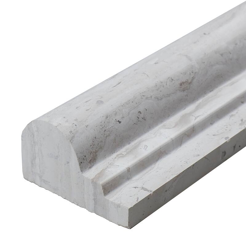 Limestone 2x12-inch Polished Vein Cut Chair Rail in Chenille White - 2x12