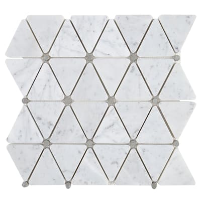 Marble 2 3/4x2 1/2-inch Polished Triangle Mosaic in Carrara White - 11x14