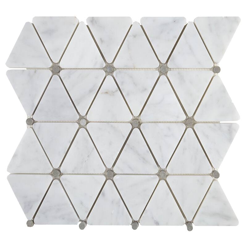 Marble 2 3/4x2 1/2-inch Polished Triangle Mosaic in Carrara White - 11x14