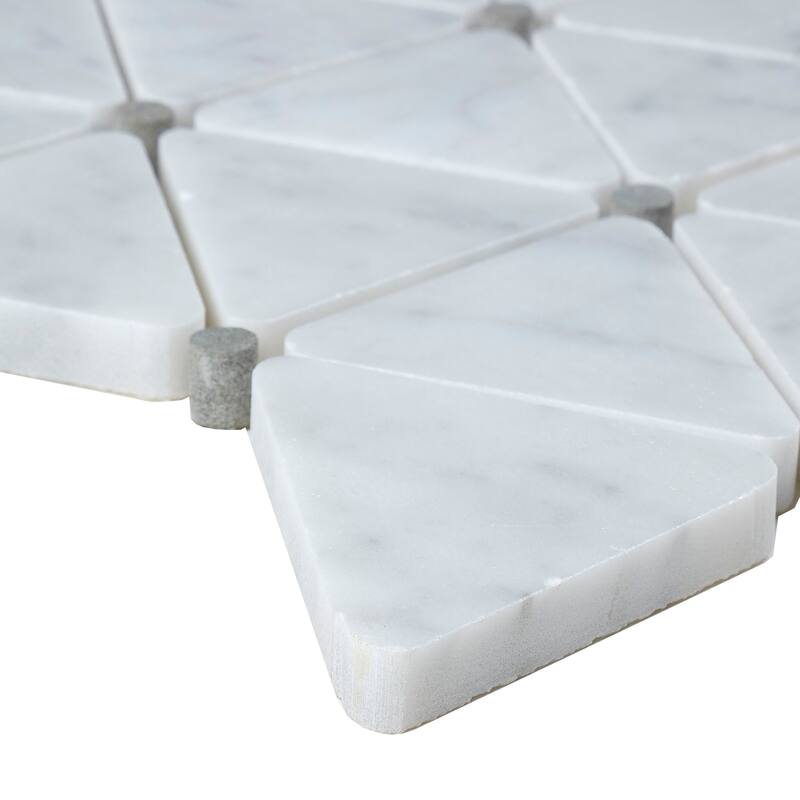 Marble 2 3/4x2 1/2-inch Polished Triangle Mosaic in Carrara White - 11x14