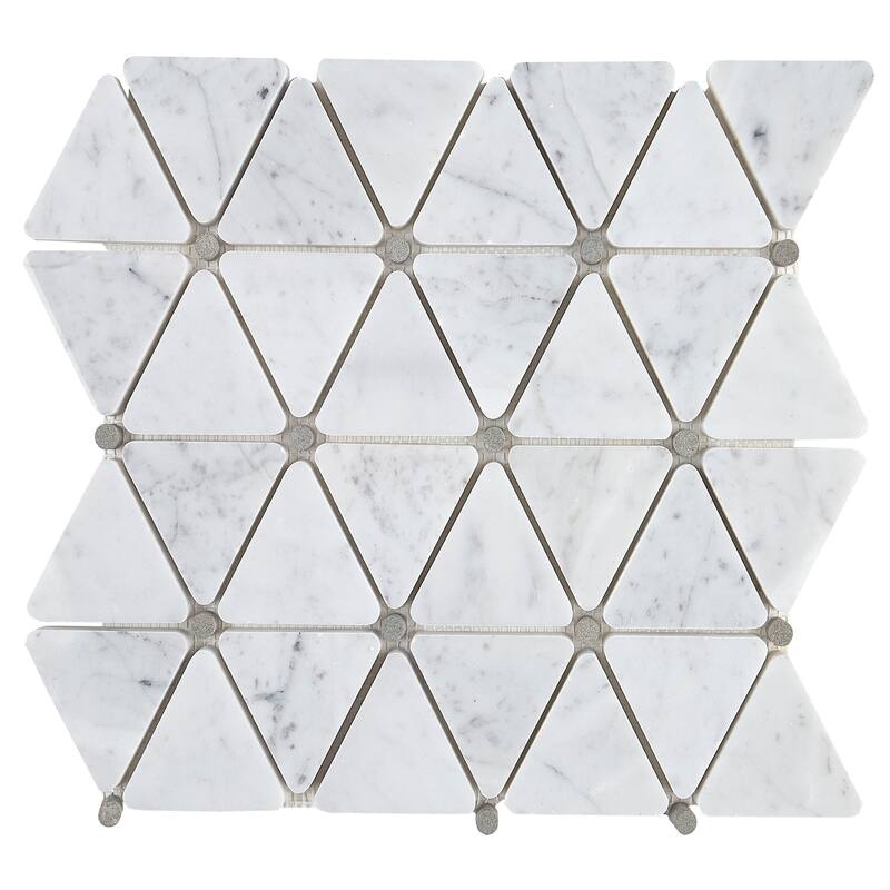 Marble 2 3/4x2 1/2-inch Polished Triangle Mosaic in Carrara White - 11x14