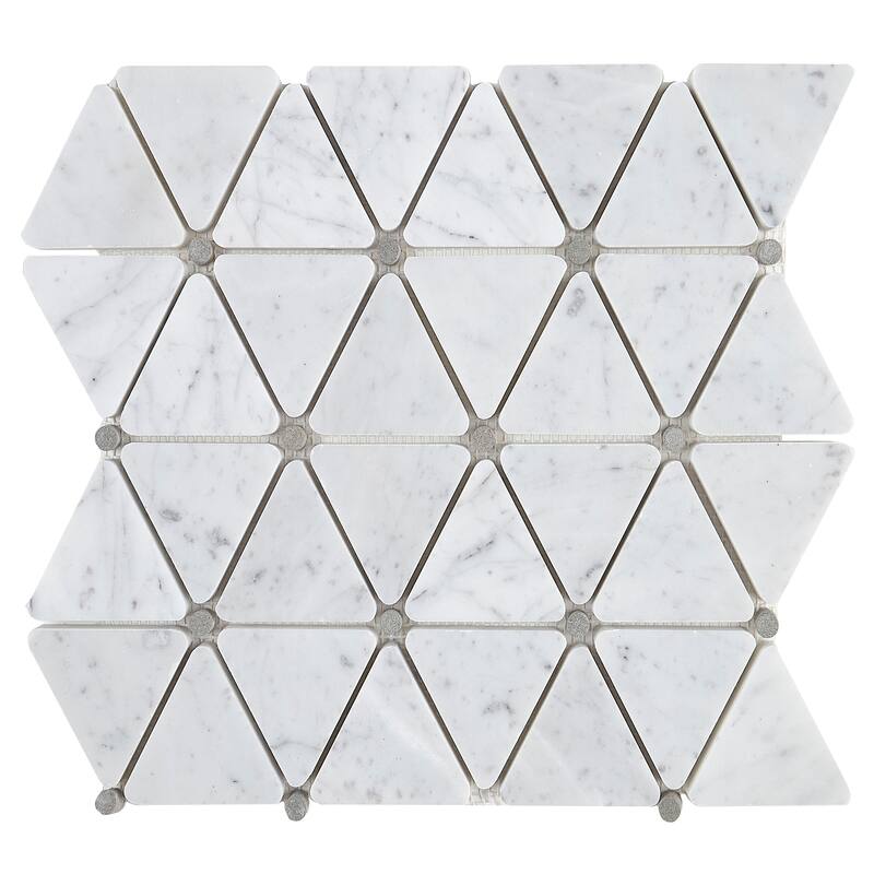 Marble 2 3/4x2 1/2-inch Polished Triangle Mosaic in Carrara White - 11x14