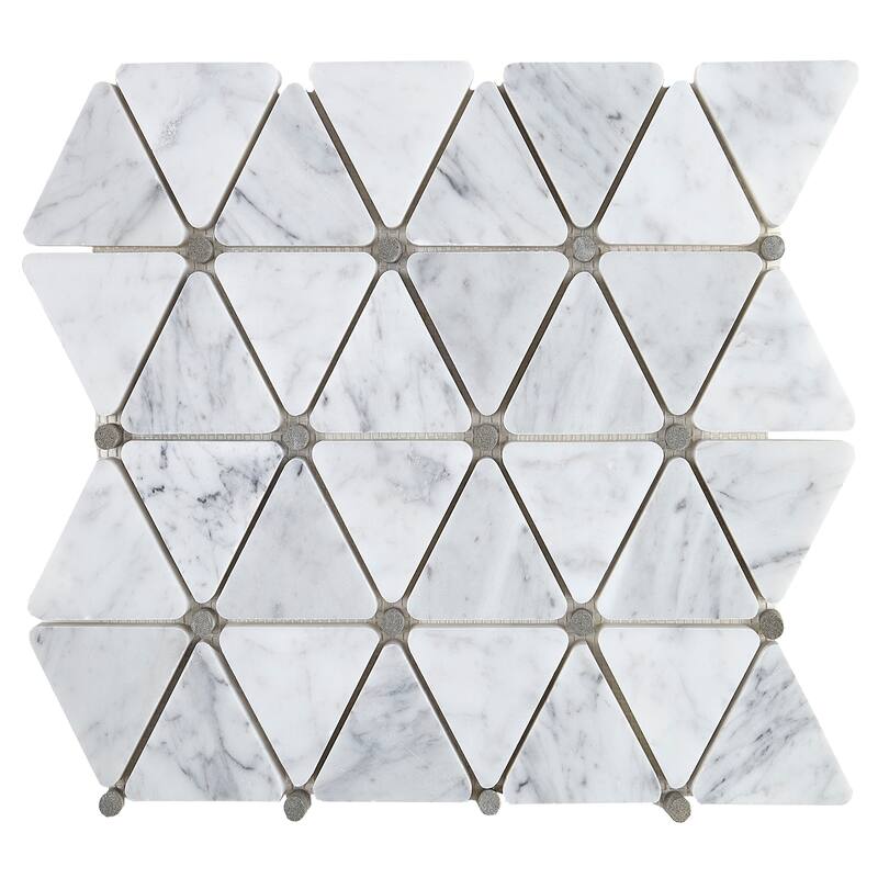 Marble 2 3/4x2 1/2-inch Polished Triangle Mosaic in Carrara White - 11x14
