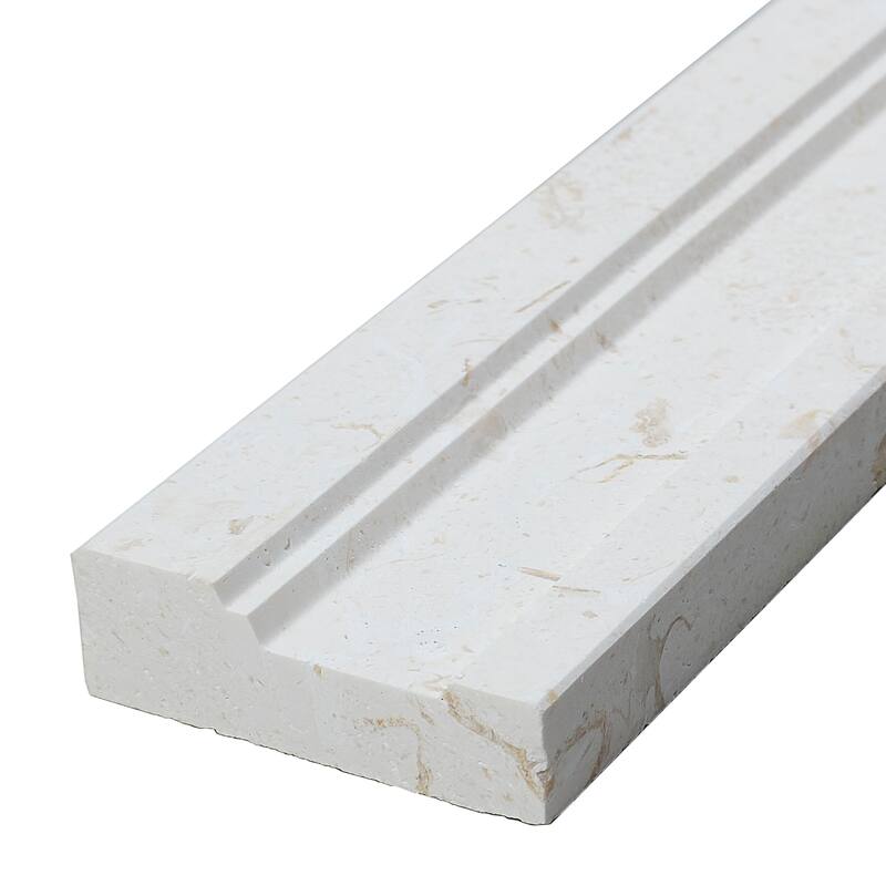 Limestone 2x12-inch Honed Modern Chair Rail in Blavet Blanc - 2x12