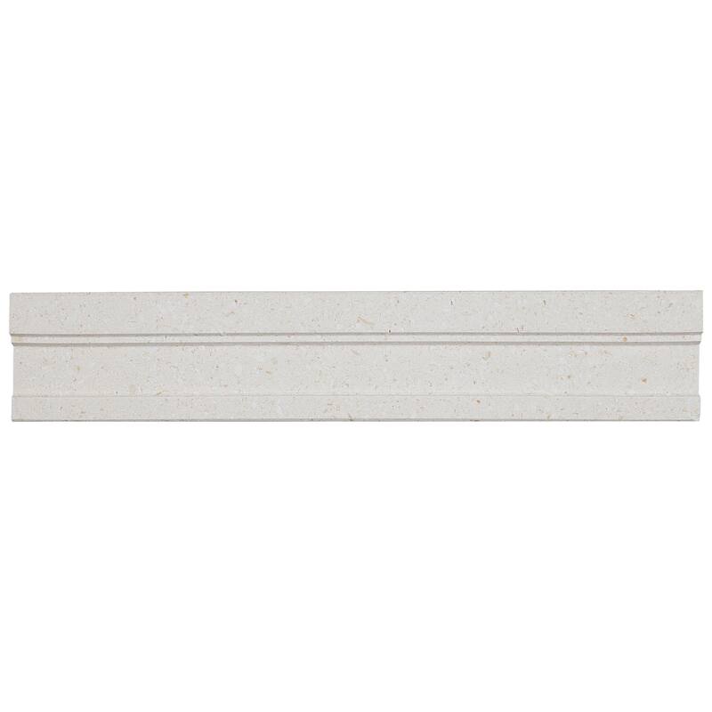 Limestone 2x12-inch Honed Modern Chair Rail in Blavet Blanc - 2x12