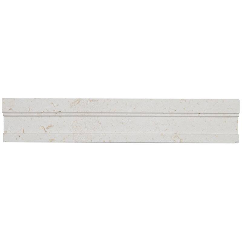 Limestone 2x12-inch Honed Modern Chair Rail in Blavet Blanc - 2x12