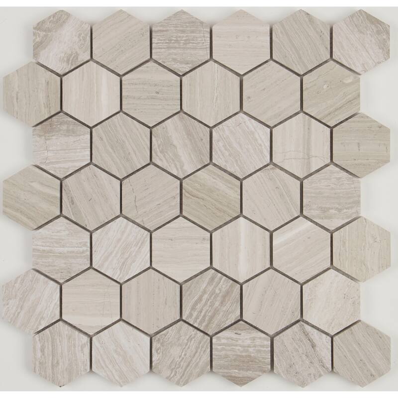 Limestone 2-inch Honed Hexagon Mosaic in Chenille White - 13x13