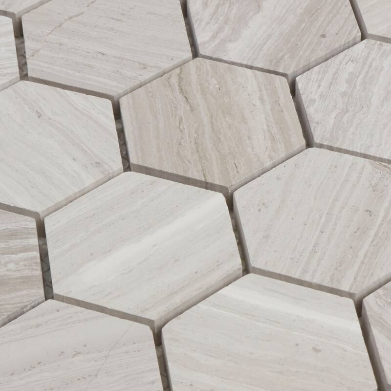 Limestone 2-inch Honed Hexagon Mosaic in Chenille White - 13x13