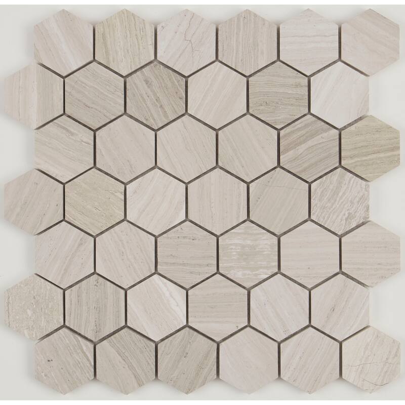 Limestone 2-inch Honed Hexagon Mosaic in Chenille White - 13x13