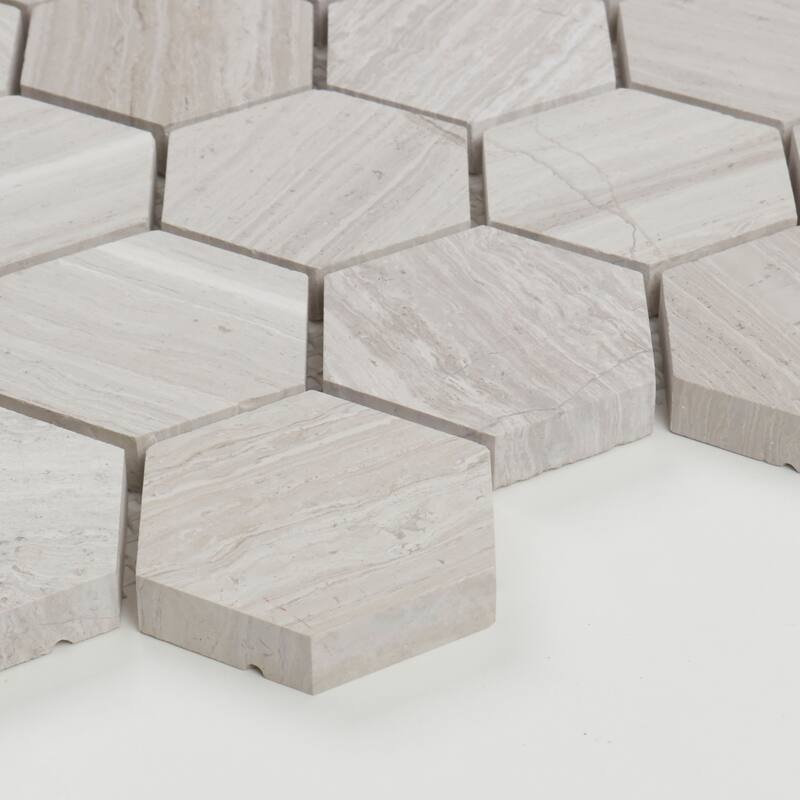 Limestone 2-inch Honed Hexagon Mosaic in Chenille White - 13x13