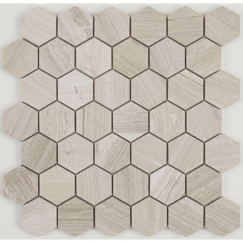 Limestone 2-inch Honed Hexagon Mosaic in Chenille White - 13x13
