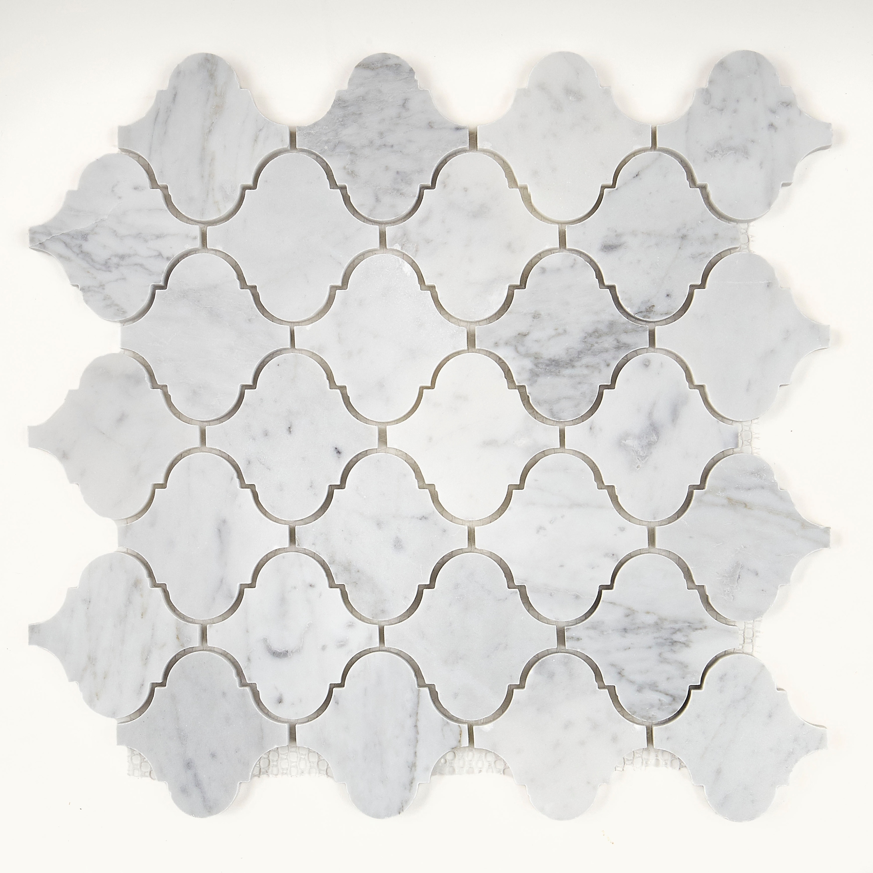 Marble Polished 3x3-inch Baroque Mosaic in Carrara White - 13x13