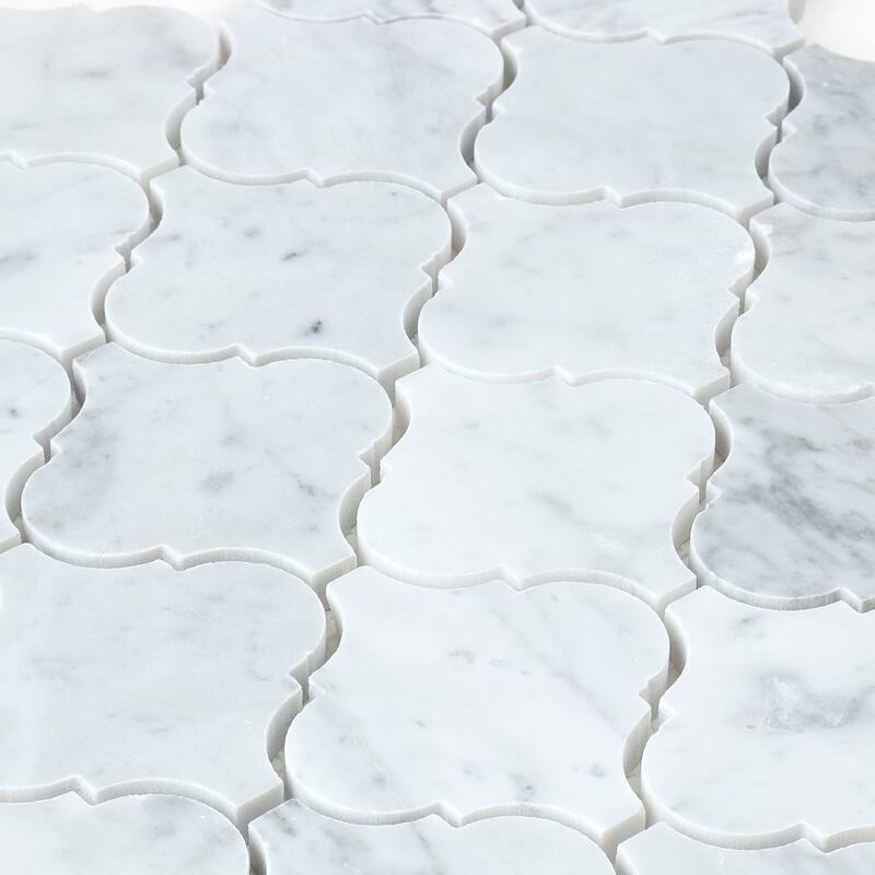 Marble Polished 3x3-inch Baroque Mosaic in Carrara White - 13x13
