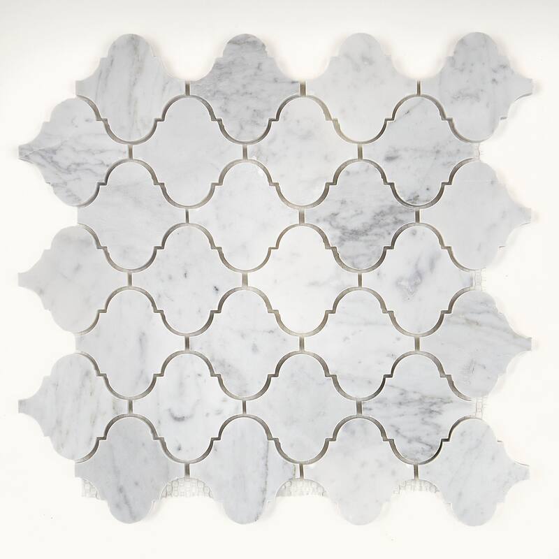 Marble Polished 3x3-inch Baroque Mosaic in Carrara White - 13x13