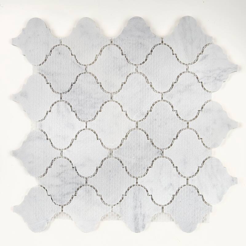 Marble Polished 3x3-inch Baroque Mosaic in Carrara White - 13x13