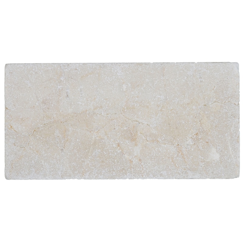 Marble 3x6-inch Tumbled Field Tile in Crema Marfil Classico - 3x6