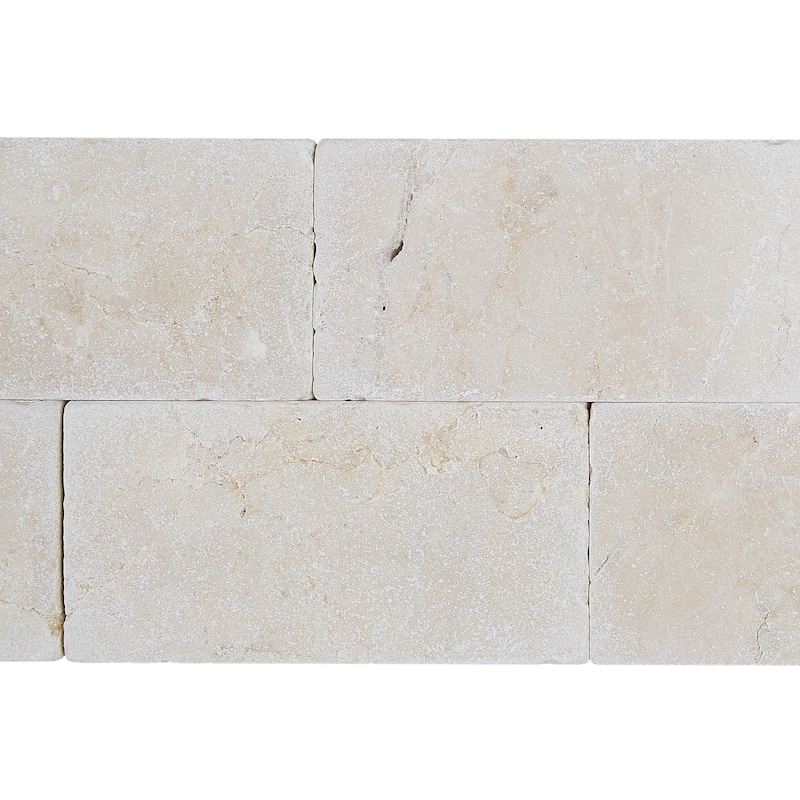 Marble 3x6-inch Tumbled Field Tile in Crema Marfil Classico - 3x6