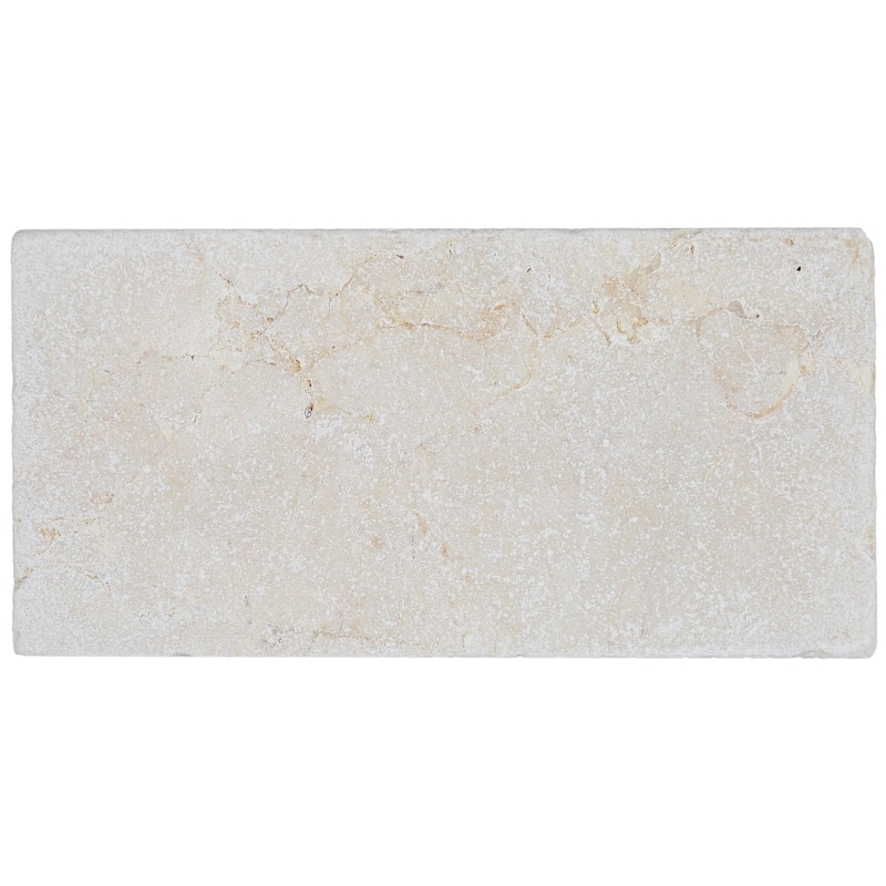 Marble 3x6-inch Tumbled Field Tile in Crema Marfil Classico - 3x6