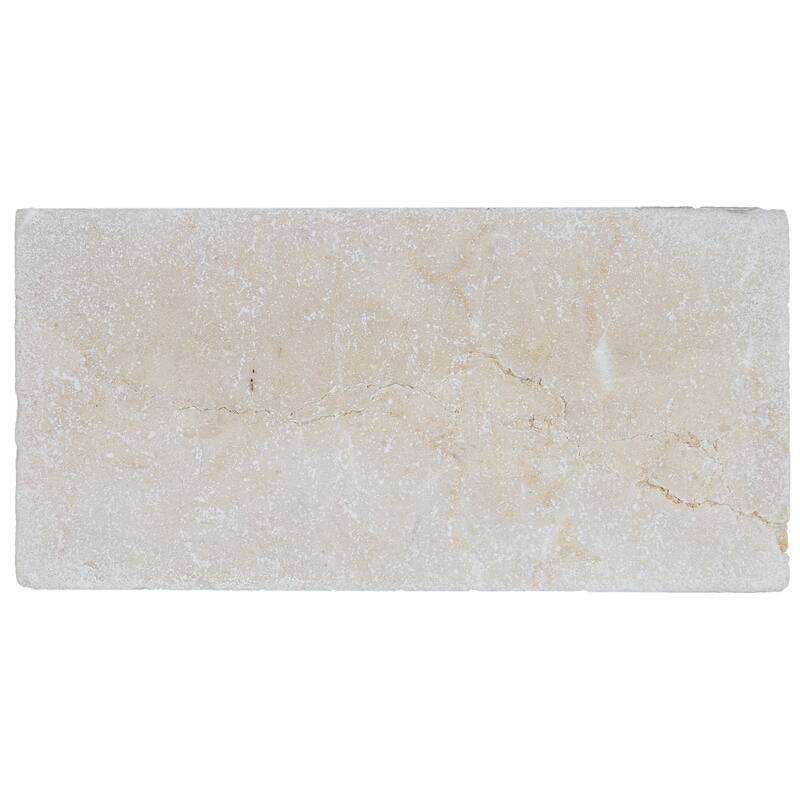 Marble 3x6-inch Tumbled Field Tile in Crema Marfil Classico - 3x6