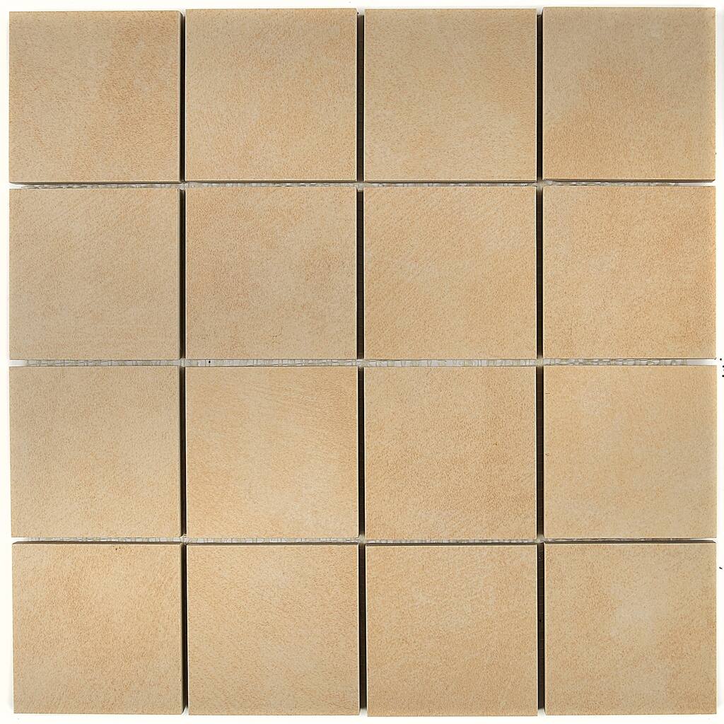 Porcelain Tile with a Concrete Visual 3x3-inch Mosaic Field Tile in Sand - 3x3
