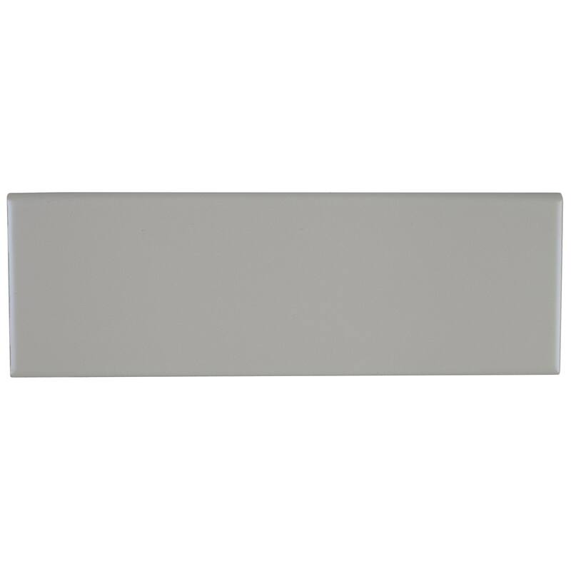 Sophisticated 4x12-inch Glazed Ceramic Bullnose 12-inch side in Matte Desert Gray - 4x12