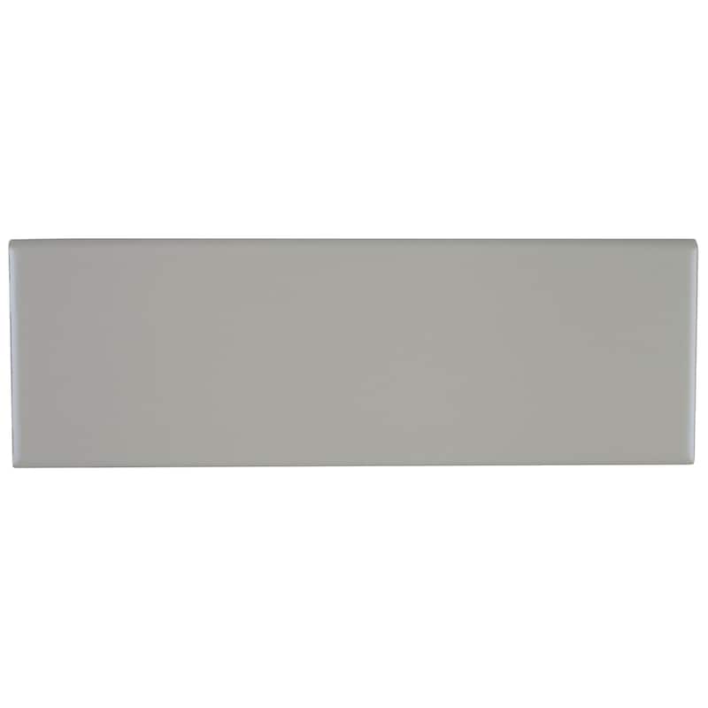 Sophisticated 4x12-inch Glazed Ceramic Bullnose 12-inch side in Matte Desert Gray - 4x12