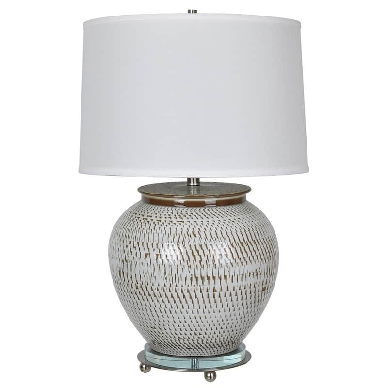 Lise Aged White and Satin Nickel 29-inch Table Lamp - 18x18x29