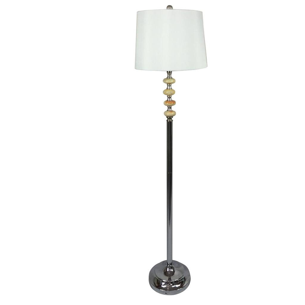 Chrome Metal and Marble Ball 60-inch Floor Lamp - N/A