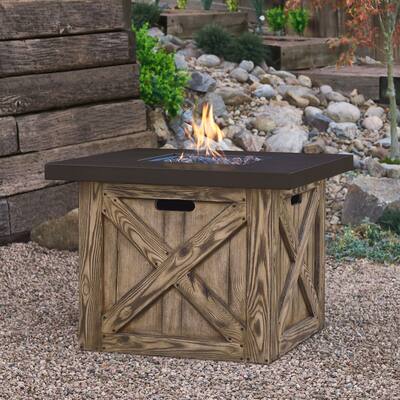 Farmhouse Gas Fire Table Rustic Pine by Real Flame